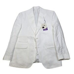 Tayion Collection White Linen Sport Coat Mens 38R 38 Two Button Blazer $360 NEW‎